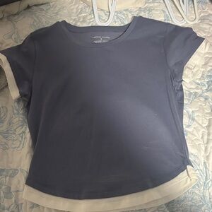 Women's Blue and White Top